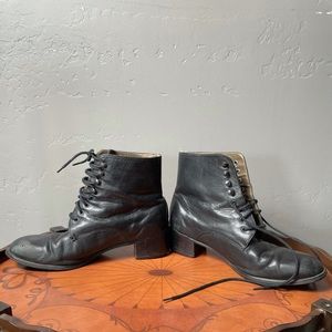 Black Lace Up Granny Boots